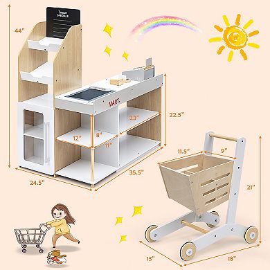 Costway Grocery Store Playset Supermarket Shopping Set with Cart