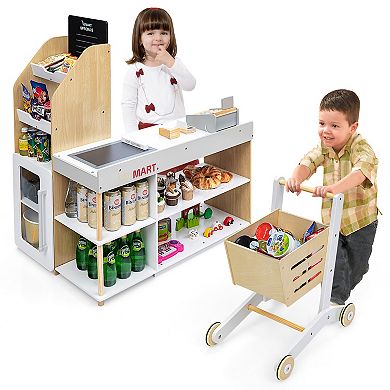 Costway Grocery Store Playset Supermarket Shopping Set with Cart