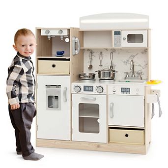 Costway Wooden Kitchen Playset with LED Lighting & Coffee Maker