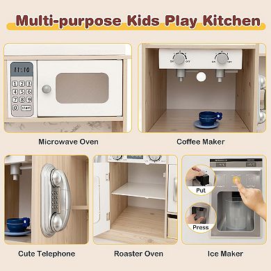 Costway Wooden Kitchen Playset with LED Lighting & Coffee Maker