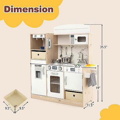 Costway Wooden Kitchen Playset with LED Lighting & Coffee Maker