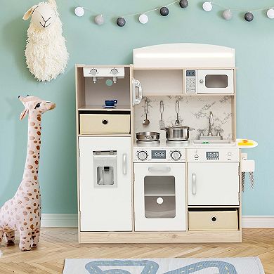 Costway Wooden Kitchen Playset with LED Lighting & Coffee Maker