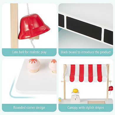 Costway Wooden Ice Cream Cart with Chalkboard & Storage