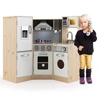Costway Wooden Kitchen Playset with Cookware Accessories