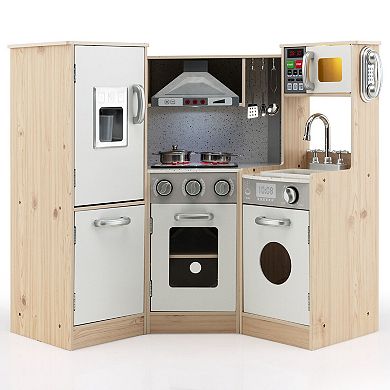 Costway Wooden Kitchen Playset with Cookware Accessories
