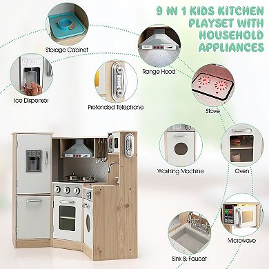 Costway Wooden Kitchen Playset with Cookware Accessories