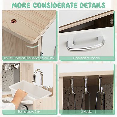 Costway Wooden Kitchen Playset with Cookware Accessories