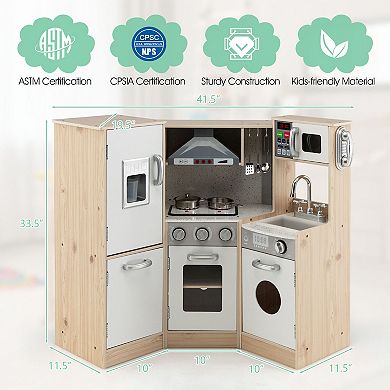 Costway Wooden Kitchen Playset with Cookware Accessories