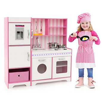 Costway Kids Kitchen Playset with LED Lights & Washing Machine