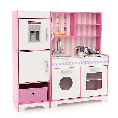 Costway Kids Kitchen Playset with LED Lights & Washing Machine