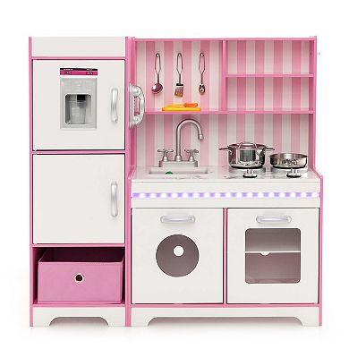 Costway Kids Kitchen Playset with LED Lights & Washing Machine