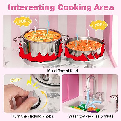 Costway Kids Kitchen Playset with LED Lights & Washing Machine