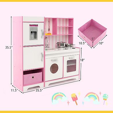 Costway Kids Kitchen Playset with LED Lights & Washing Machine