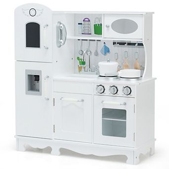 Costway Play Kitchen Set with Water Dispenser and Cookware for Pretend Play