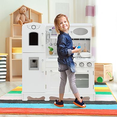 Costway Play Kitchen Set with Water Dispenser and Cookware for Pretend Play