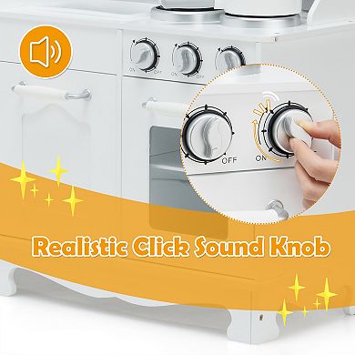 Costway Play Kitchen Set with Water Dispenser and Cookware for Pretend Play