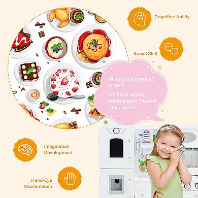 Costway Play Kitchen Set with Water Dispenser and Cookware for Pretend Play