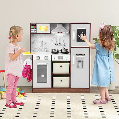 Kids Kitchen Playset with Lights & Sounds Microwave and Ice Maker