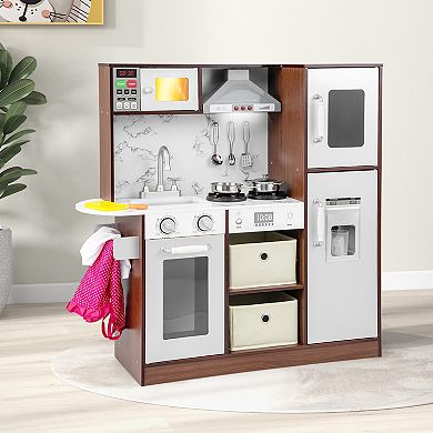 Kids Kitchen Playset with Lights & Sounds Microwave and Ice Maker