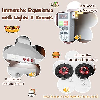 Kids Kitchen Playset with Lights & Sounds Microwave and Ice Maker
