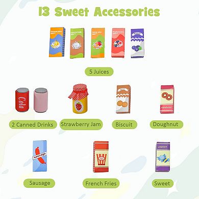 Costway Wooden Supermarket Play Toy Set Grocery Store with Checkout Counter