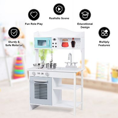 Costway Kids Kitchen Playset Cookware Set with Pots and Pans