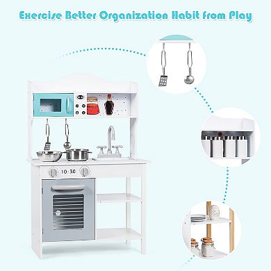 Costway Kids Kitchen Playset Cookware Set with Pots and Pans