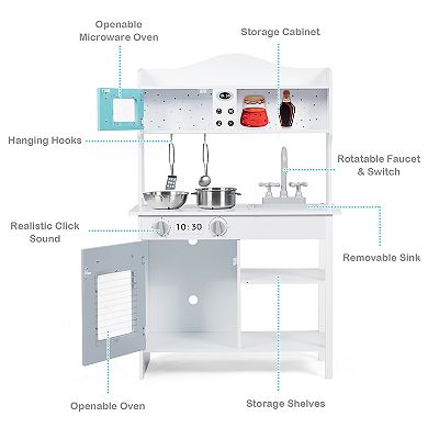 Costway Kids Kitchen Playset Cookware Set with Pots and Pans