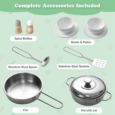 Costway 2 in 1 Kids Play Kitchen & Restaurant Wooden Playset