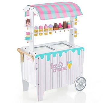 Costway Ice Cream Cart Play Set with Display Rack & Accessories