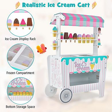 Costway Ice Cream Cart Play Set with Display Rack & Accessories