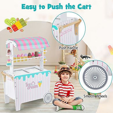 Costway Ice Cream Cart Play Set with Display Rack & Accessories