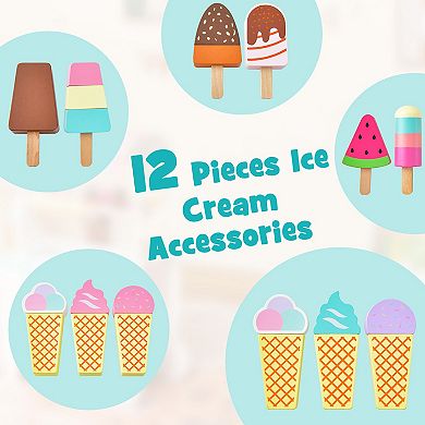 Costway Ice Cream Cart Play Set with Display Rack & Accessories