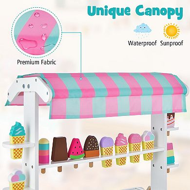 Costway Ice Cream Cart Play Set with Display Rack & Accessories