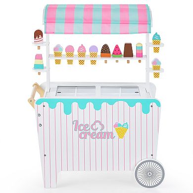 Costway Ice Cream Cart Play Set with Display Rack & Accessories