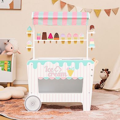 Costway Ice Cream Cart Play Set with Display Rack & Accessories