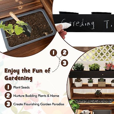 Costway Kids Wooden Potting Bench Gardening Center with Removable Sink & Chalkboard