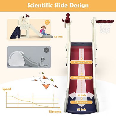Costway 6-In-1 Large Slide Climber Playset with Basketball Hoop