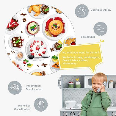 Costway Wooden Pretend Play Kitchen Toy Set with Realistic Light & Sound