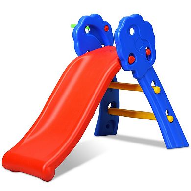 Costway 2 Step Folding Slide with Basketball Hoop for Indoor & Outdoor Play