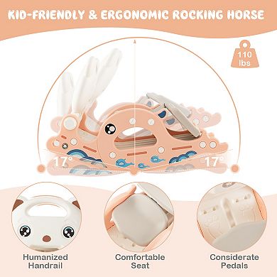 Costway 4-in-1 Kids Slide Rocking Toy with Basketball Hoop and Rings