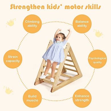 Costway Wooden Climbing Pikler Triangle with Ladder