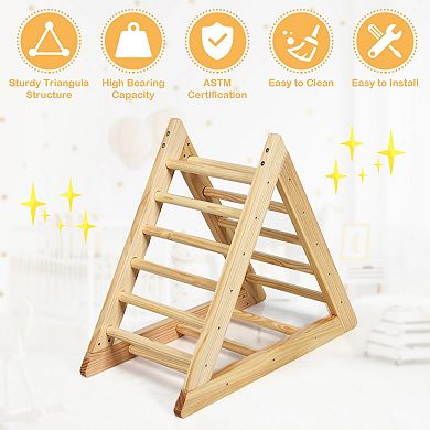 Costway Wooden Climbing Pikler Triangle with Ladder