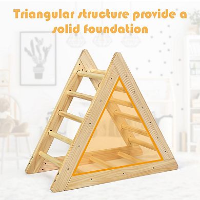 Costway Wooden Climbing Pikler Triangle with Ladder