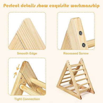 Costway Wooden Climbing Pikler Triangle with Ladder