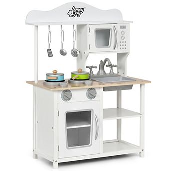 Costway Wooden Play Kitchen Set with Accessories & Sink