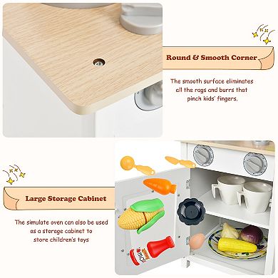 Costway Wooden Play Kitchen Set with Accessories & Sink