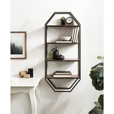Adela Octagon Wood and Metal Shelf 41x8x19