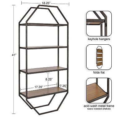 Adela Octagon Wood and Metal Shelf 41x8x19