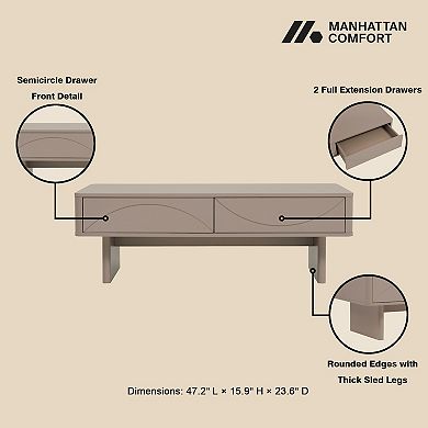 MANHATTAN COMFORT Ella Modern 2-Drawer Coffee Table